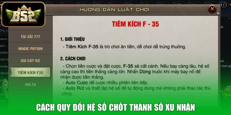 Cách quy đổi hệ số chốt thành số xu nhận