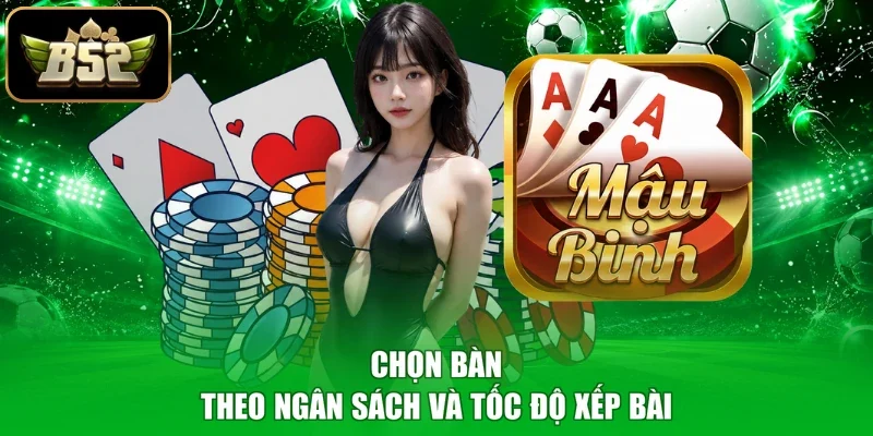 Chọn bàn theo ngân sách và tốc độ xếp bài