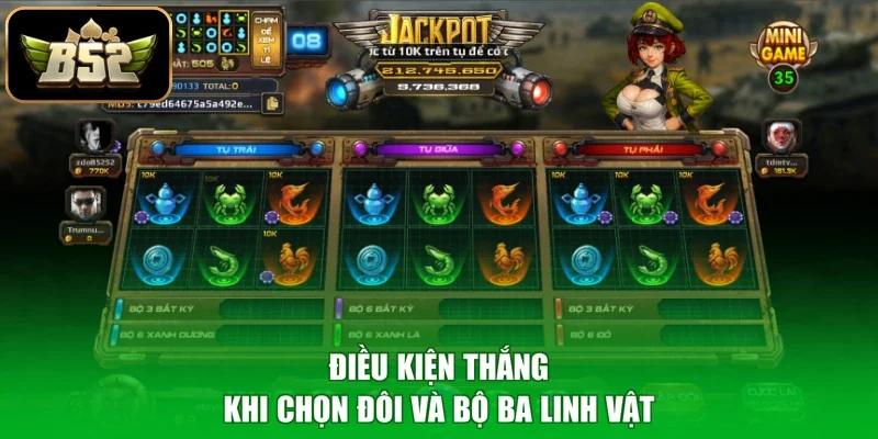 Điều kiện thắng khi chọn đôi và bộ ba linh vật