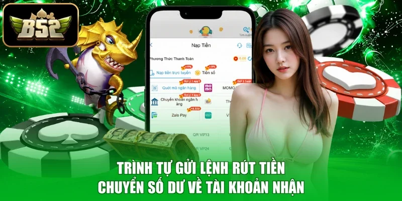 Trình tự gửi lệnh rút tiền chuyển số dư về tài khoản nhận